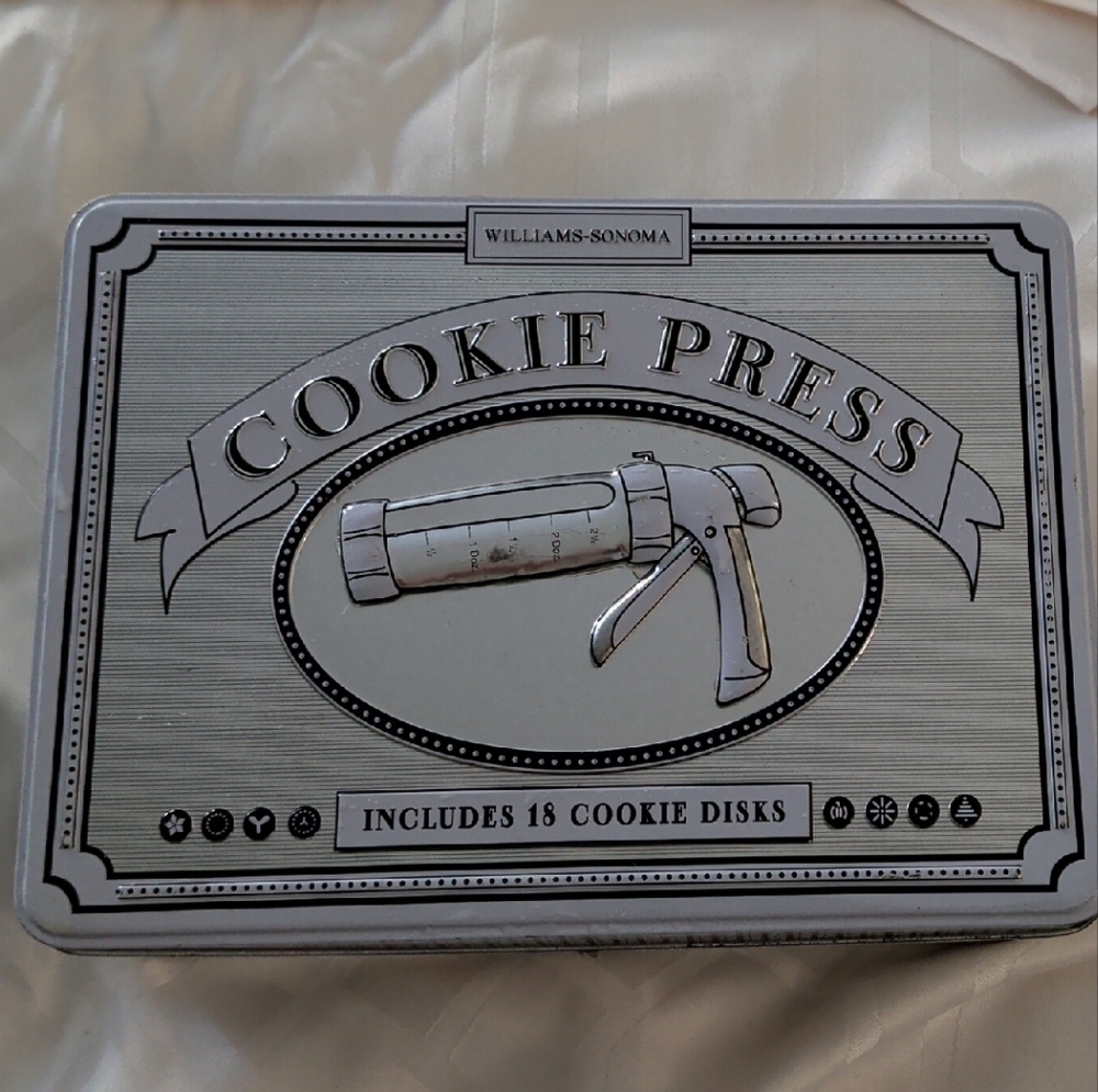 Williams Sonoma Silver Cookie Press Set